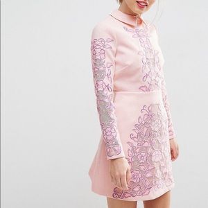 ASOS SALON Cutwork scallop back aline mini dress